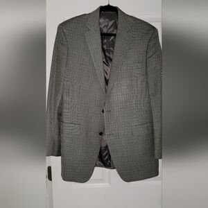 Men's Blazer - Ralph Lauren herringbone plaid blue/brown size 44L.